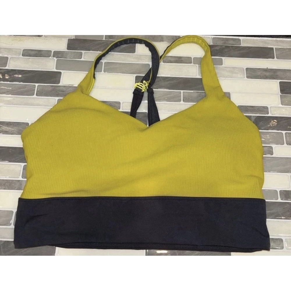Zyia Active Sports Bra Size XXL Adjust. Strap Yellow/Gray Storm Parallel Luxe